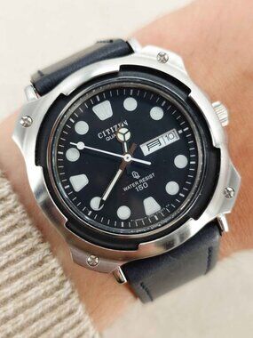 Citizen Sporte 150 Men's Diving Watch Quartz 1250-214048 JDM Day Date 37mm RARE